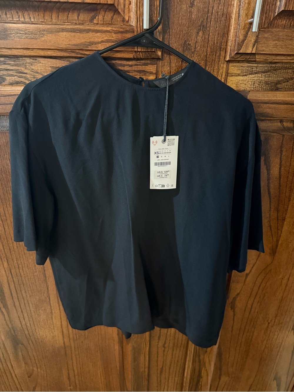 NWT Zara Women’s Short Sleeve Crewneck Top - Black